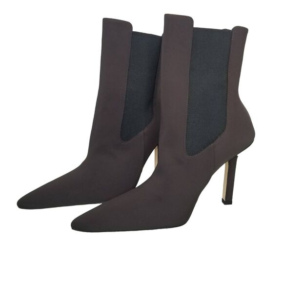 NWT Good American Boots Womens 7 Kickstand Heel Gold Neoprene Chocolate GA118N-X - Picture 6 of 6